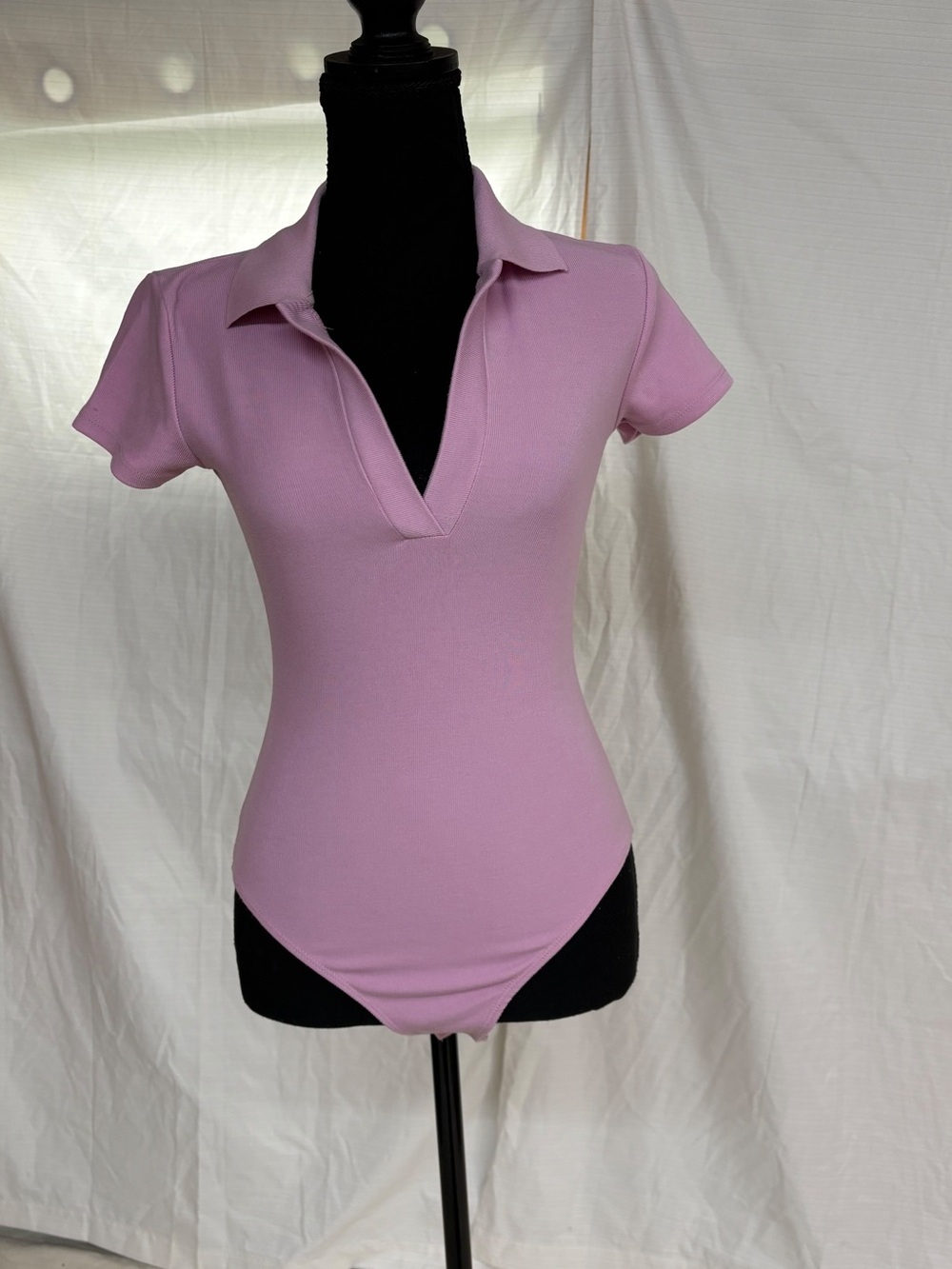 Zara Lilac Polo V-Neck Short Sleeve Bodysuit